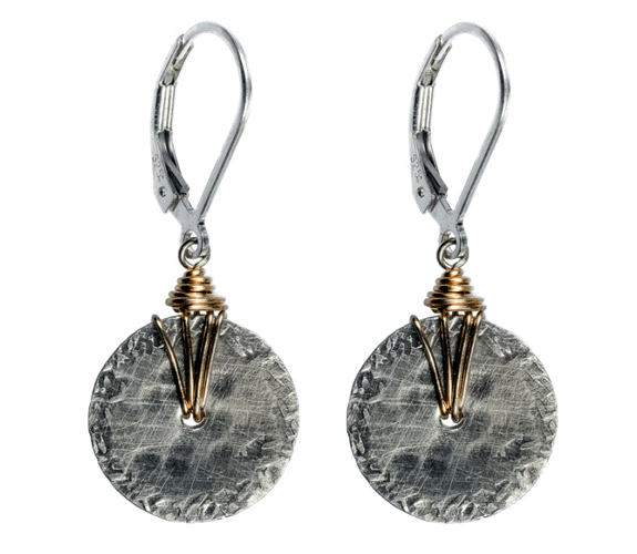 Ian Gibson - Sterling & Hammered 14k Gold Fill Disc Earrings